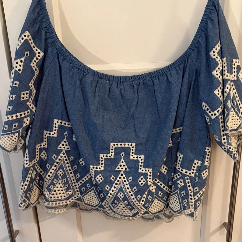 Theresa Off Shoulder Eyelet Embroidered Blouse Size S - Picture 10 of 10